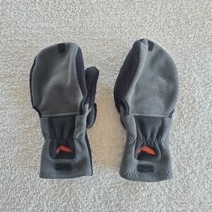 Simms Windstopper Half Finger Foldover Fishing Gloves Size S Black/gray
